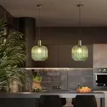 Zarek Lantern Shape Vertical Striped Stained Glass Pendant Light