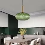 Zarek Lantern Shape Vertical Striped Stained Glass Pendant Light