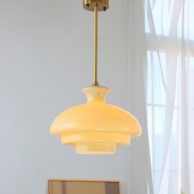 Derwent Bauhaus Cream Yellow Glass Pendant Light Derwent Bauhaus Cream Yellow Glass Pendant Light