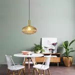 Zarek Lantern Shape Vertical Striped Stained Glass Pendant Light