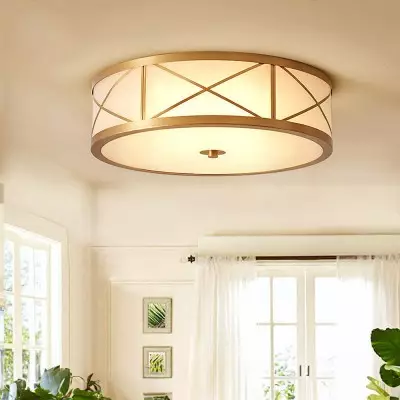 Kaeldr Brass Geometry Glass Drum Ceiling Light Kaeldr Brass Geometry Glass Drum Ceiling Light