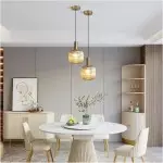 Beverlee Modern Brass Cylinder Alabaster Pendant Light