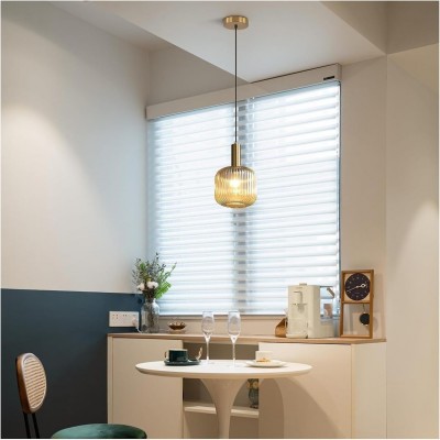 Zarek Lantern Shape Vertical Striped Stained Glass Pendant Light