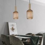 Zarek Lantern Shape Vertical Striped Stained Glass Pendant Light