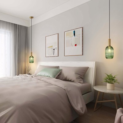 Zarek Lantern Shape Vertical Striped Stained Glass Pendant Light