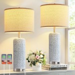 Maethor Large Textured Ceramic Living Room End Table Lamp