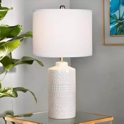 Lyra Bohemian Style Retro Pattern White Ceramic Table Lamp Lyra Bohemian Style Retro Pattern White Ceramic Table Lamp