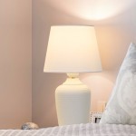 Odran White Ceramic Studded Texture Base Ginger Jar Lamps Odran White Ceramic Studded Texture Base Ginger Jar Lamps