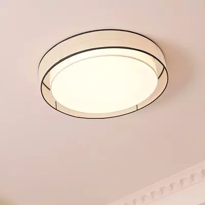 Merion Linen Drum Shade Flush Mount Round Ceiling Light Merion Linen Drum Shade Flush Mount Round Ceiling Light