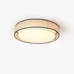 Merion Linen Drum Shade Flush Mount Round Ceiling Light