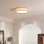 Merion Linen Drum Shade Flush Mount Round Ceiling Light