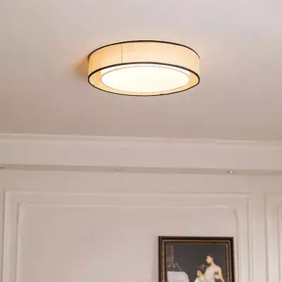 Merion Linen Drum Shade Flush Mount Round Ceiling Light Merion Linen Drum Shade Flush Mount Round Ceiling Light