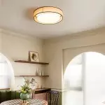Merion Linen Drum Shade Flush Mount Round Ceiling Light