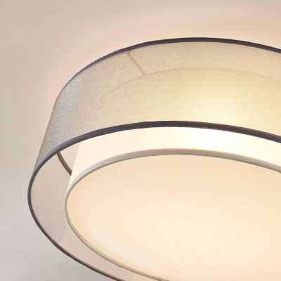 Merion Linen Drum Shade Flush Mount Round Ceiling Light