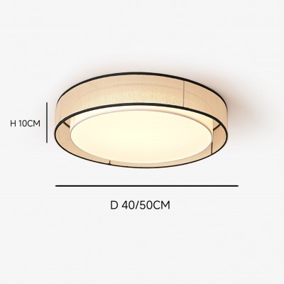 Merion Linen Drum Shade Flush Mount Round Ceiling Light