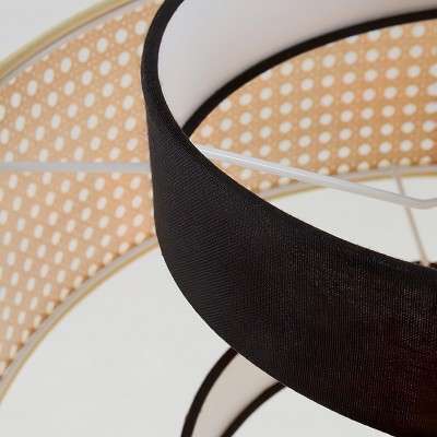 Nivara Rattan Linen Double Drum Pendant Light Nivara Rattan Linen Double Drum Pendant Light