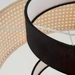 Nivara Rattan Linen Double Drum Pendant Light