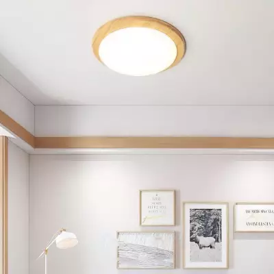 Obta Light Wood Round Ceiling Lamp