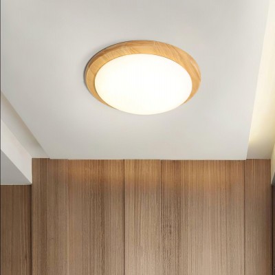 Obta Light Wood Round Ceiling Lamp