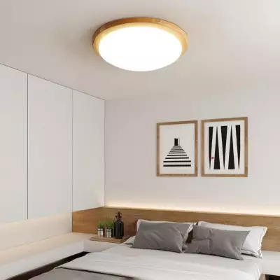 Obta Light Wood Round Ceiling Lamp