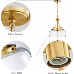 Thalys Brushed Gold Clear Glass Shade Pendant Light