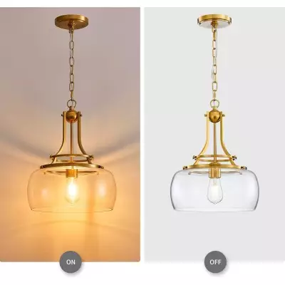 Thalys Brushed Gold Clear Glass Shade Pendant Light Thalys Brushed Gold Clear Glass Shade Pendant Light