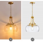 Thalys Brushed Gold Clear Glass Shade Pendant Light