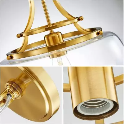 Thalys Brushed Gold Clear Glass Shade Pendant Light Thalys Brushed Gold Clear Glass Shade Pendant Light