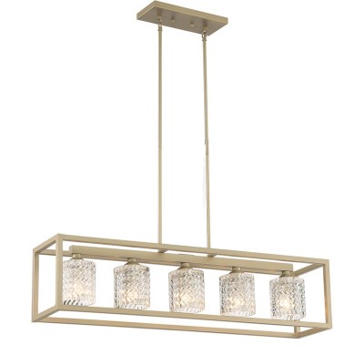 Velma Rippled Texture Shade Steel Dimmable Rectangular Chandelier