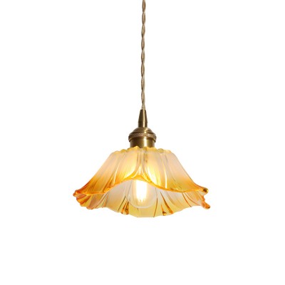 Brion Yellow Glass Flower Single Pendant Light Brion Yellow Glass Flower Single Pendant Light