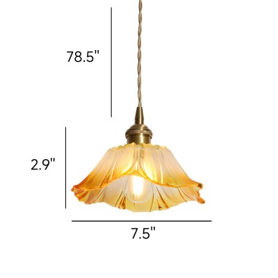 Brion Yellow Glass Flower Single Pendant Light Brion Yellow Glass Flower Single Pendant Light