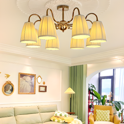 Cadmus Gold Textile Lamp Shade Semi Flush Mount Lighting Cadmus Gold Textile Lamp Shade Semi Flush Mount Lighting