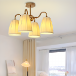 Cadmus Gold Textile Lamp Shade Semi Flush Mount Lighting