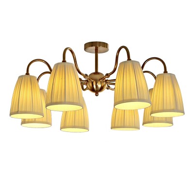 Cadmus Gold Textile Lamp Shade Semi Flush Mount Lighting Cadmus Gold Textile Lamp Shade Semi Flush Mount Lighting
