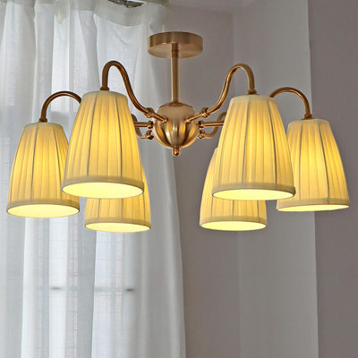 Cadmus Gold Textile Lamp Shade Semi Flush Mount Lighting
