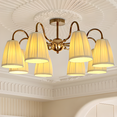 Cadmus Gold Textile Lamp Shade Semi Flush Mount Lighting Cadmus Gold Textile Lamp Shade Semi Flush Mount Lighting