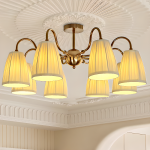 Cadmus Gold Textile Lamp Shade Semi Flush Mount Lighting Cadmus Gold Textile Lamp Shade Semi Flush Mount Lighting