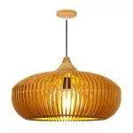 Eldora Light Brown Basket Lampshade Wood Lantern Pendant Lamp