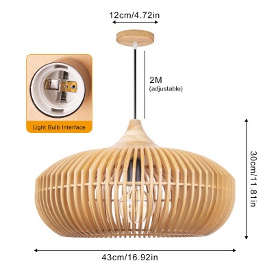 Eldora Light Brown Basket Lampshade Wood Lantern Pendant Lamp Eldora Light Brown Basket Lampshade Wood Lantern Pendant Lamp