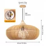 Eldora Light Brown Basket Lampshade Wood Lantern Pendant Lamp