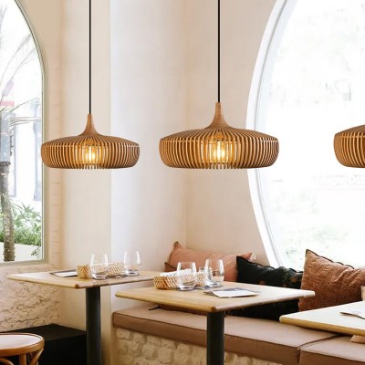 Eldora Light Brown Basket Lampshade Wood Lantern Pendant Lamp Eldora Light Brown Basket Lampshade Wood Lantern Pendant Lamp