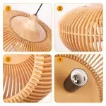 Eldora Light Brown Basket Lampshade Wood Lantern Pendant Lamp