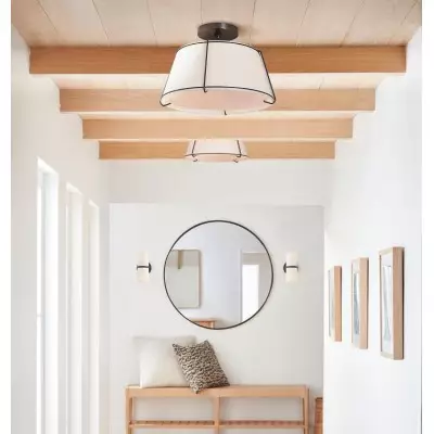 Hesperia Fabric Drum Shade Semi Flush Mount Hesperia Fabric Drum Shade Semi Flush Mount