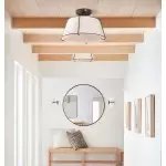 Hesperia Fabric Drum Shade Semi Flush Mount