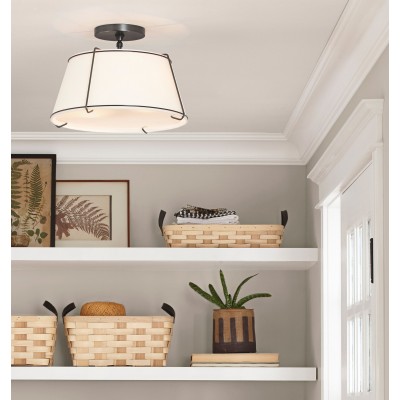 Hesperia Fabric Drum Shade Semi Flush Mount