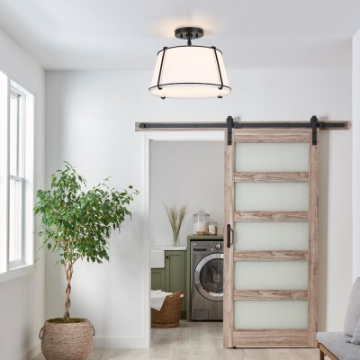 Hesperia Fabric Drum Shade Semi Flush Mount