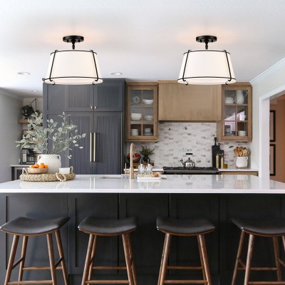 Hesperia Fabric Drum Shade Semi Flush Mount