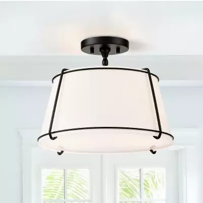Hesperia Fabric Drum Shade Semi Flush Mount Hesperia Fabric Drum Shade Semi Flush Mount