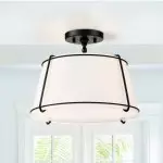 Joram White Linen Drum Ceiling Light