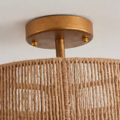 Ivon Handwoven Jute Rope Double Drum Ceiling Light